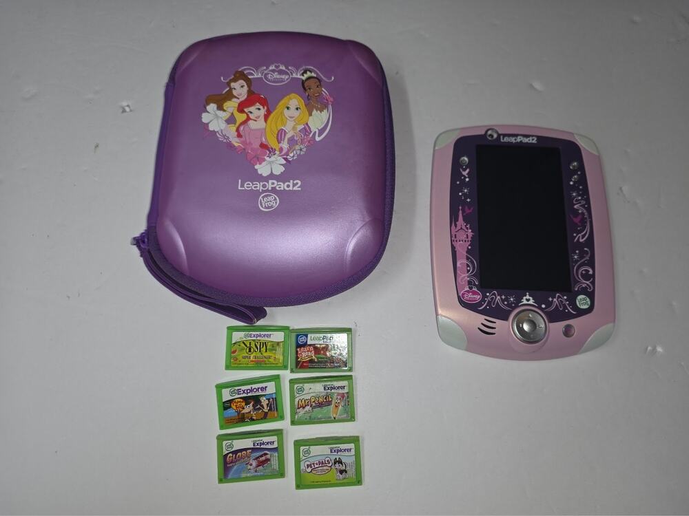 LeapFrog Leap Pad 2 Disney Princess Pink Tablet w/ Case & 6 Games